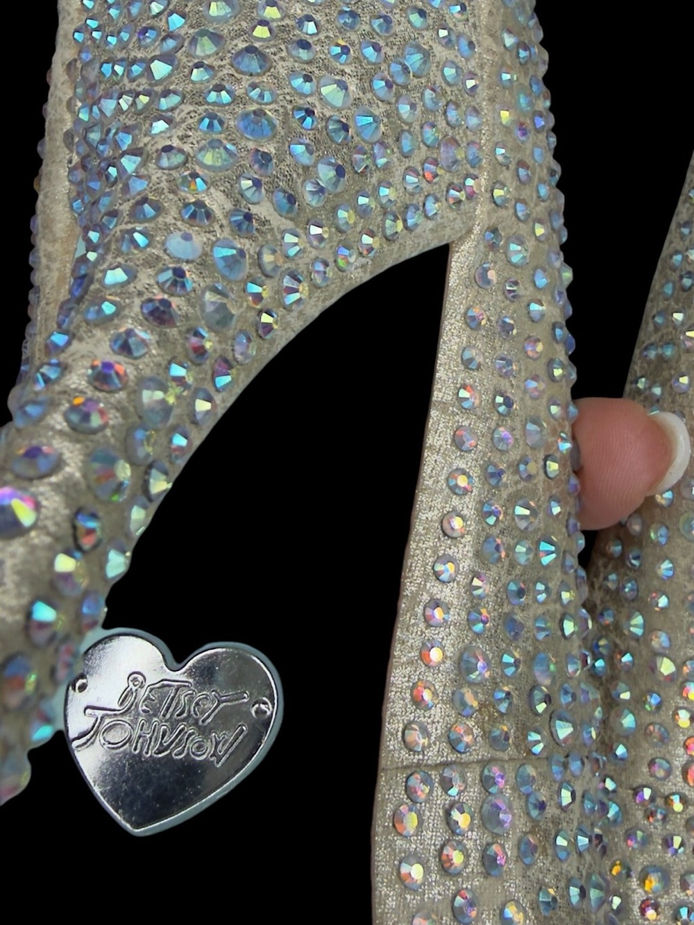 Blue by Betsey Johnson Rhinestone Bridal Wedding Heels Silver Sparkle Pumps 8.5 - Picture 12 of 14